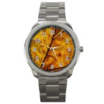 Leaf Leaf Veins Fall Sport Metal Watch Front