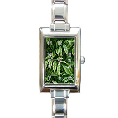 Leaves Foliage Twig Bush Plant Rectangle Italian Charm Watch by artworkshop