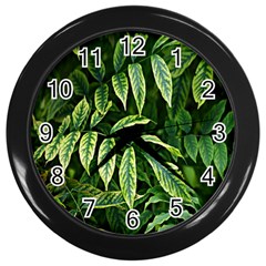 Leaves Foliage Twig Bush Plant Wall Clock (black) by artworkshop