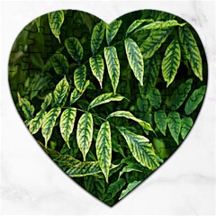 Leaves Foliage Twig Bush Plant Jigsaw Puzzle (heart) by artworkshop