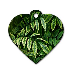 Leaves Foliage Twig Bush Plant Dog Tag Heart (one Side) by artworkshop