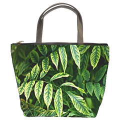 Leaves Foliage Twig Bush Plant Bucket Bag by artworkshop