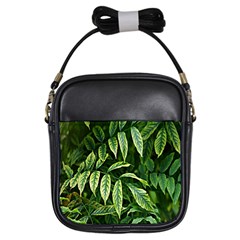 Leaves Foliage Twig Bush Plant Girls Sling Bag by artworkshop