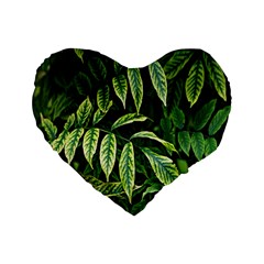 Leaves Foliage Twig Bush Plant Standard 16  Premium Flano Heart Shape Cushions by artworkshop