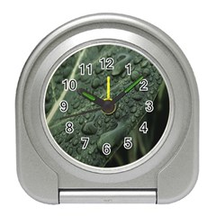 Leaves Water Drops Green  Travel Alarm Clock