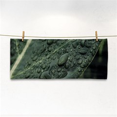 Leaves Water Drops Green  Hand Towel by artworkshop