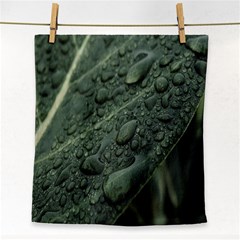 Leaves Water Drops Green  Face Towel by artworkshop