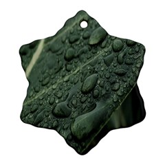 Leaves Water Drops Green  Ornament (snowflake) by artworkshop