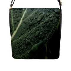 Leaves Water Drops Green  Flap Closure Messenger Bag (l) by artworkshop