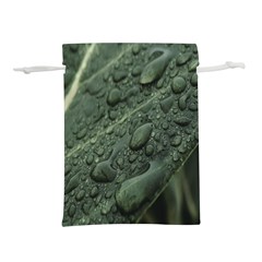 Leaves Water Drops Green  Lightweight Drawstring Pouch (s) by artworkshop