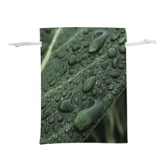 Leaves Water Drops Green  Lightweight Drawstring Pouch (l) by artworkshop