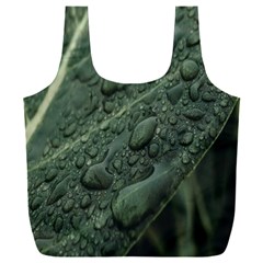 Leaves Water Drops Green  Full Print Recycle Bag (xxl) by artworkshop