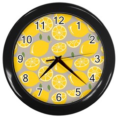 Lemon Wallpaper Wall Clock (black) by artworkshop