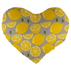 Lemon Wallpaper Large 19  Premium Heart Shape Cushions by artworkshop