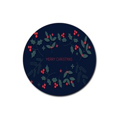 Merry Christmas Holiday Pattern  Rubber Coaster (round) by artworkshop