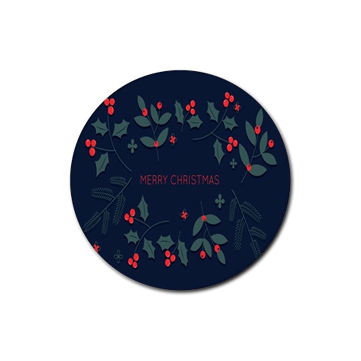 Merry Christmas Holiday Pattern  Rubber Coaster (Round)