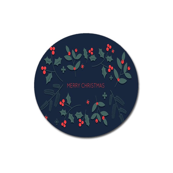 Merry Christmas Holiday Pattern  Magnet 3  (Round)