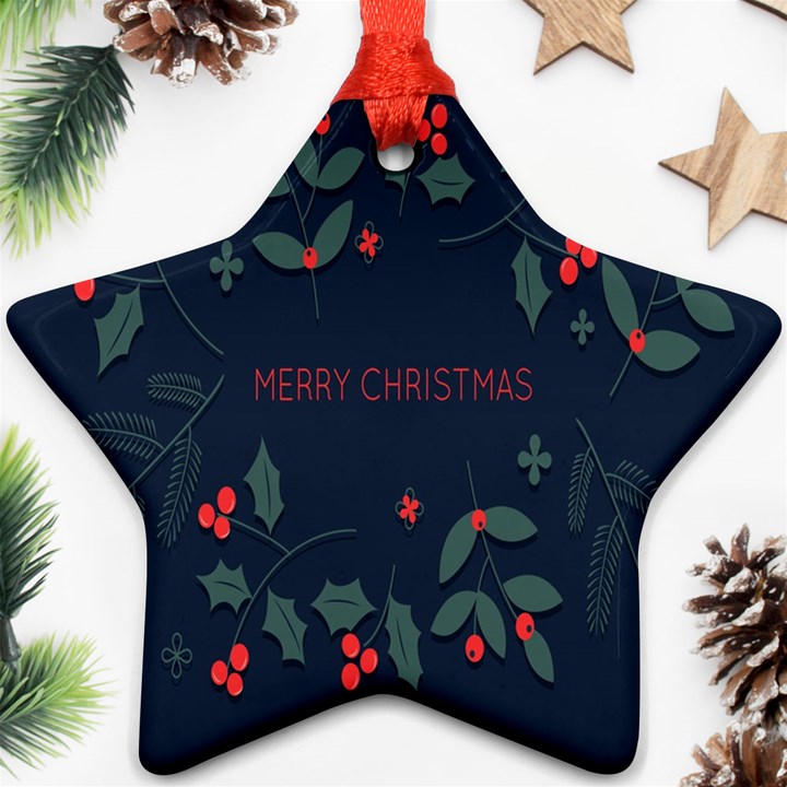 Merry Christmas Holiday Pattern  Star Ornament (Two Sides)