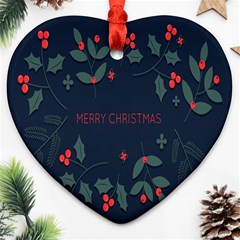 Merry Christmas Holiday Pattern  Heart Ornament (two Sides) by artworkshop