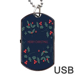 Merry Christmas Holiday Pattern  Dog Tag Usb Flash (two Sides) by artworkshop