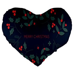 Merry Christmas Holiday Pattern  Large 19  Premium Heart Shape Cushions by artworkshop