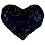 Merry Christmas Holiday Pattern  Large 19  Premium Heart Shape Cushions Front