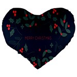 Merry Christmas Holiday Pattern  Large 19  Premium Heart Shape Cushions Back