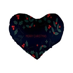 Merry Christmas Holiday Pattern  Standard 16  Premium Heart Shape Cushions by artworkshop