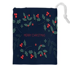 Merry Christmas Holiday Pattern  Drawstring Pouch (5xl) by artworkshop