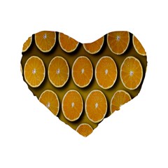 Orange Slices Cross Sections Pattern Standard 16  Premium Flano Heart Shape Cushions by artworkshop