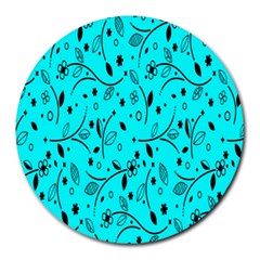 Flower Texture Textile Round Mousepads by artworkshop