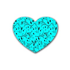 Flower Texture Textile Rubber Coaster (heart) by artworkshop