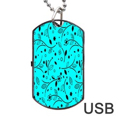 Flower Texture Textile Dog Tag Usb Flash (one Side) by artworkshop