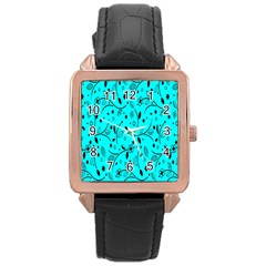 Flower Texture Textile Rose Gold Leather Watch  by artworkshop