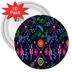 Pattern Nature Design  3  Buttons (10 Pack)  by artworkshop