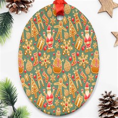 Pattern Seamless Gingerbread Christmas Decorative Ornament (oval) by artworkshop