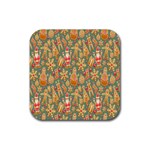 Pattern Seamless Gingerbread Christmas Decorative Rubber Coaster (Square) Front