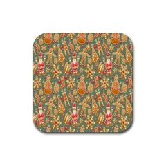 Pattern Seamless Gingerbread Christmas Decorative Rubber Coaster (square) by artworkshop