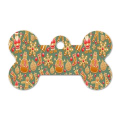 Pattern Seamless Gingerbread Christmas Decorative Dog Tag Bone (one Side) by artworkshop