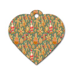 Pattern Seamless Gingerbread Christmas Decorative Dog Tag Heart (one Side) by artworkshop