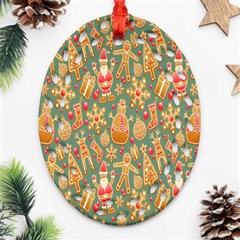 Pattern Seamless Gingerbread Christmas Decorative Oval Filigree Ornament (two Sides) by artworkshop