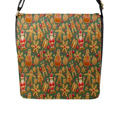 Pattern Seamless Gingerbread Christmas Decorative Flap Closure Messenger Bag (l) by artworkshop