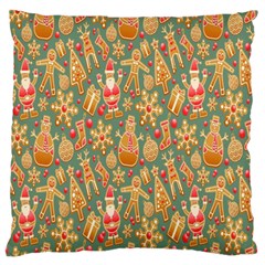 Pattern Seamless Gingerbread Christmas Decorative Large Flano Cushion Case (two Sides) by artworkshop