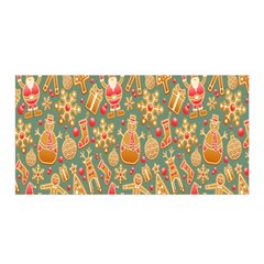 Pattern Seamless Gingerbread Christmas Decorative Satin Wrap 35  X 70 