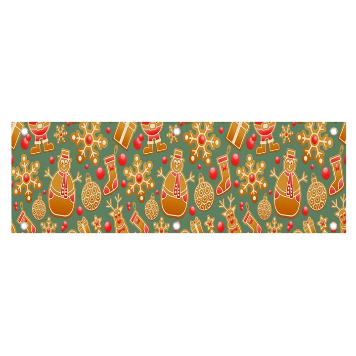 Pattern Seamless Gingerbread Christmas Decorative Banner and Sign 6  x 2 