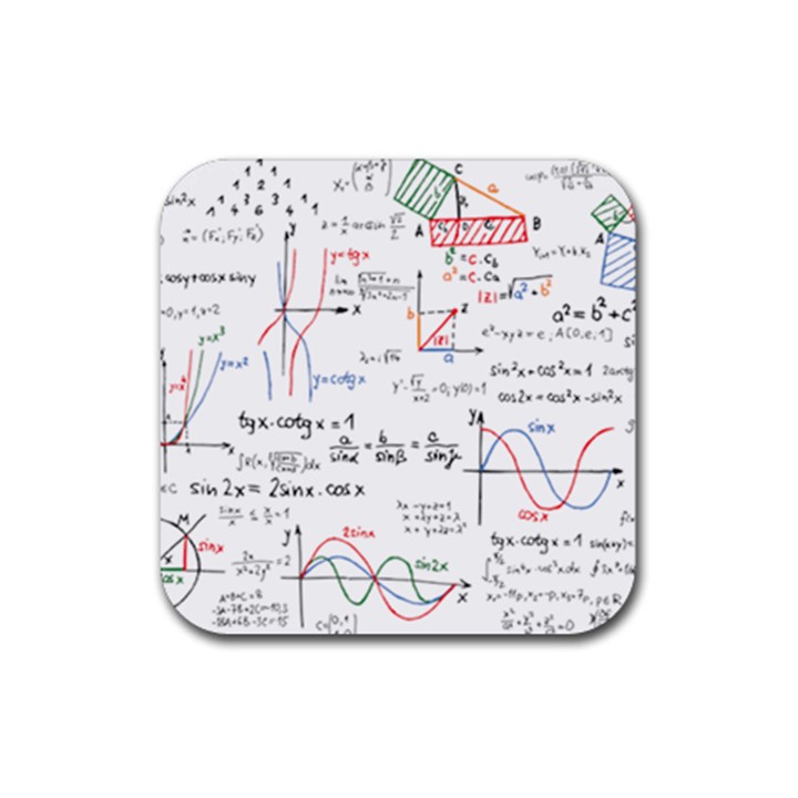 Math Formula Pattern Rubber Coaster (Square)