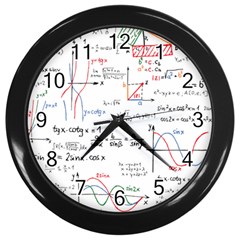 Math Formula Pattern Wall Clock (black) by Wegoenart