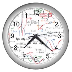 Math Formula Pattern Wall Clock (silver) by Wegoenart