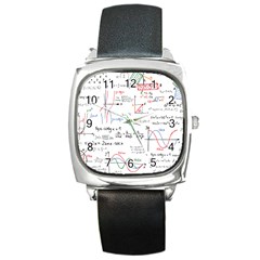 Math Formula Pattern Square Metal Watch by Wegoenart