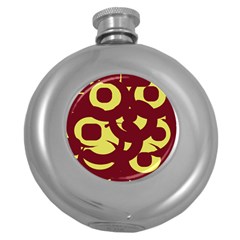 Illustration Art Pattern Design Painting- Round Hip Flask (5 Oz) by Wegoenart